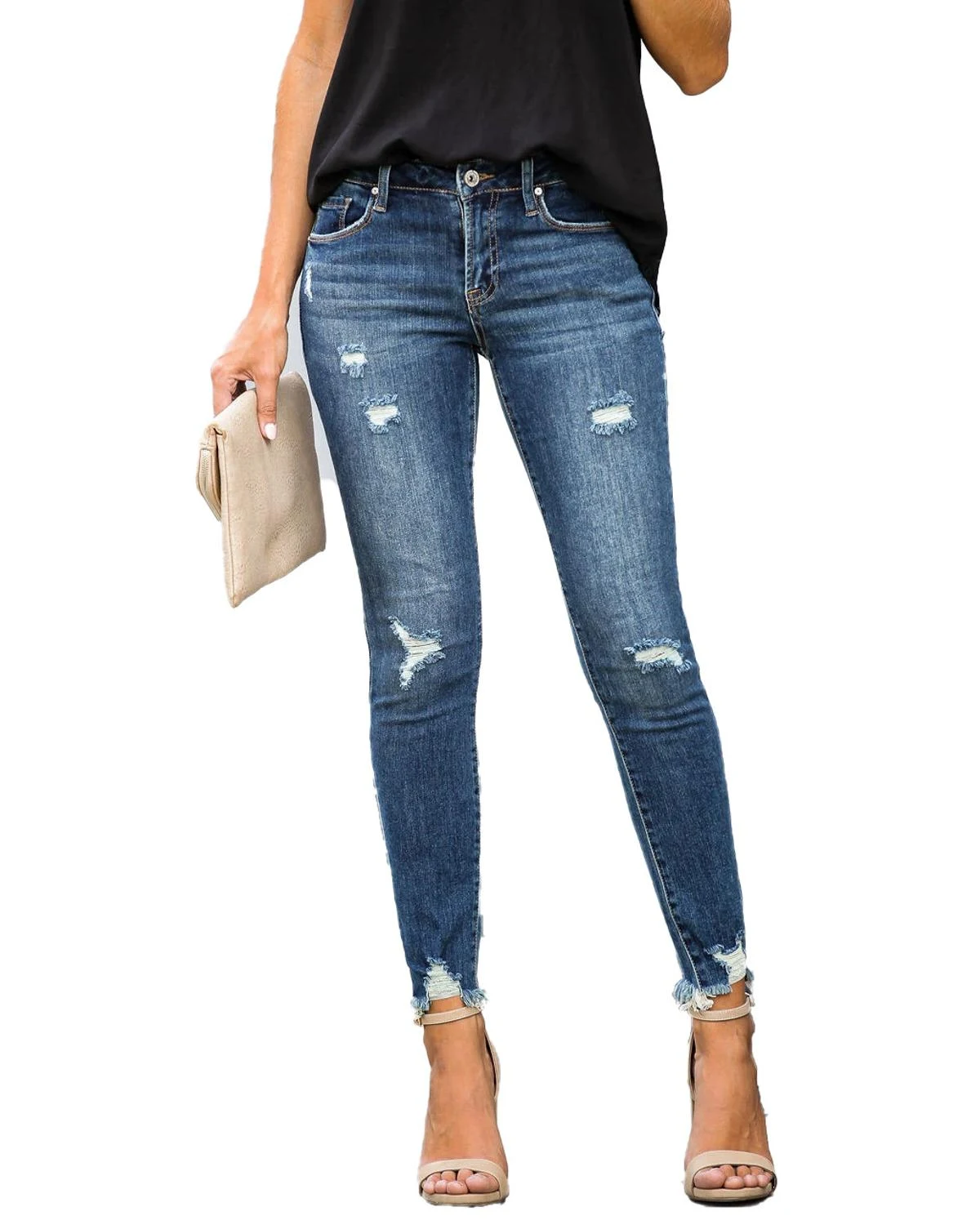 Temperament Commuter Ripped Jeans Women's Feet Pencil Pants. Comfortable and stylish everyday denim for a modern, casual — photo 7