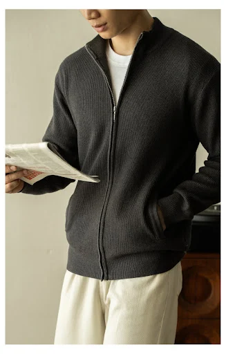 Title 4, Suéter casual masculino com zíper e gola alta r...