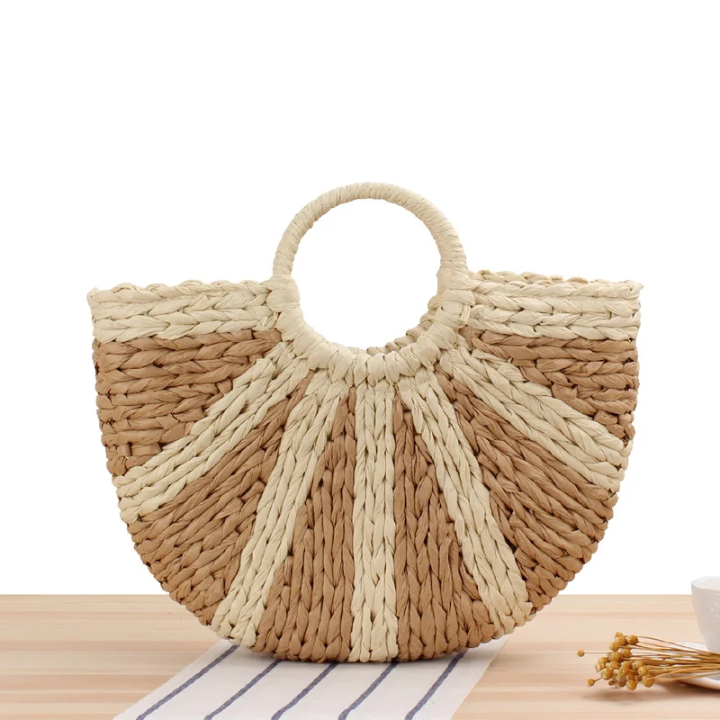 Title 2, Bolsa Redonda de Palha Feminina Verão, Bolsa Tr...