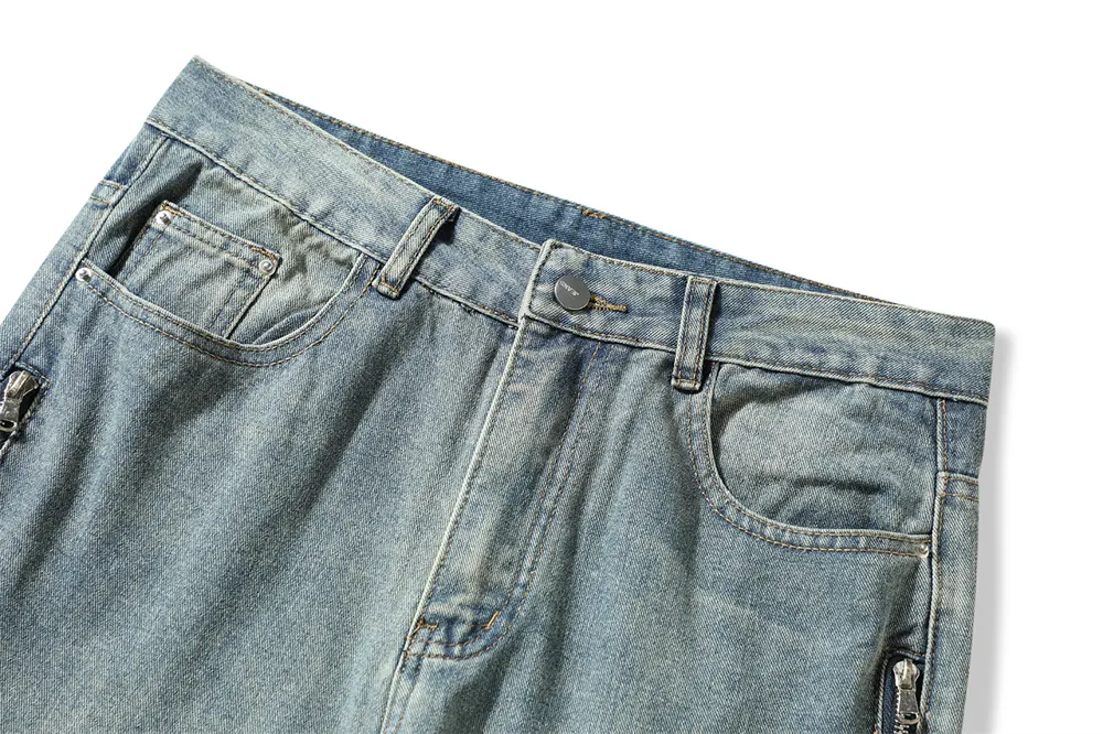 Erkek Dikiş Fermuarlı Mikro Slim Geniş Paça Pantolon, şık görünüm ve rahat kullanım sunan, modern erkek pantolonu. — Fotoğraf 18