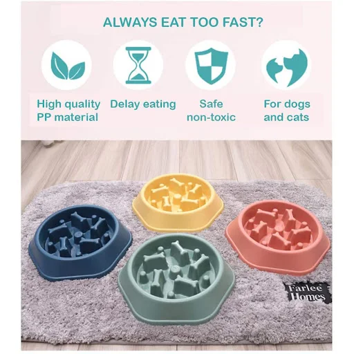 Pet Dog Bowl Dog Slow Feeder Bowl Puppy Cat Slow Eating Dish Bowl Anti-Gulping Food Plate Feeding Dog Cat Food Bowl Pet — photo 4
