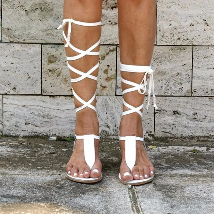 Sandali da spiaggia con lacci e suola piatta per donna, taglie grandi, perfetti per il commercio estero, comodi ed eleganti per l'estate. — foto 1