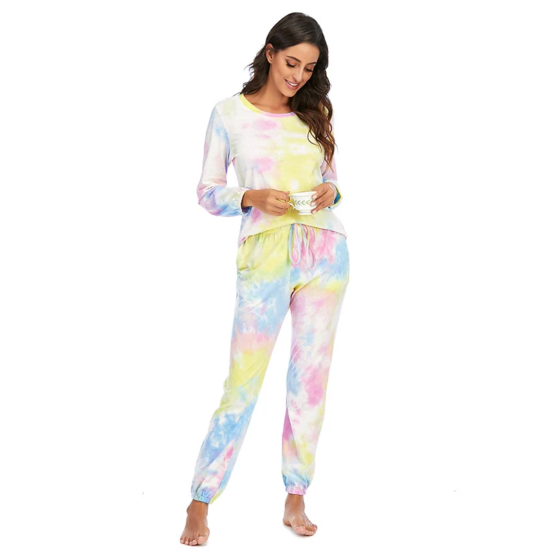 Title 22, Pijama casual de mujer con estampado tie-dye, m...