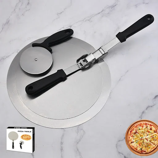 Title 6, Folding Round Stainless Steel Pizza Shovel with...
