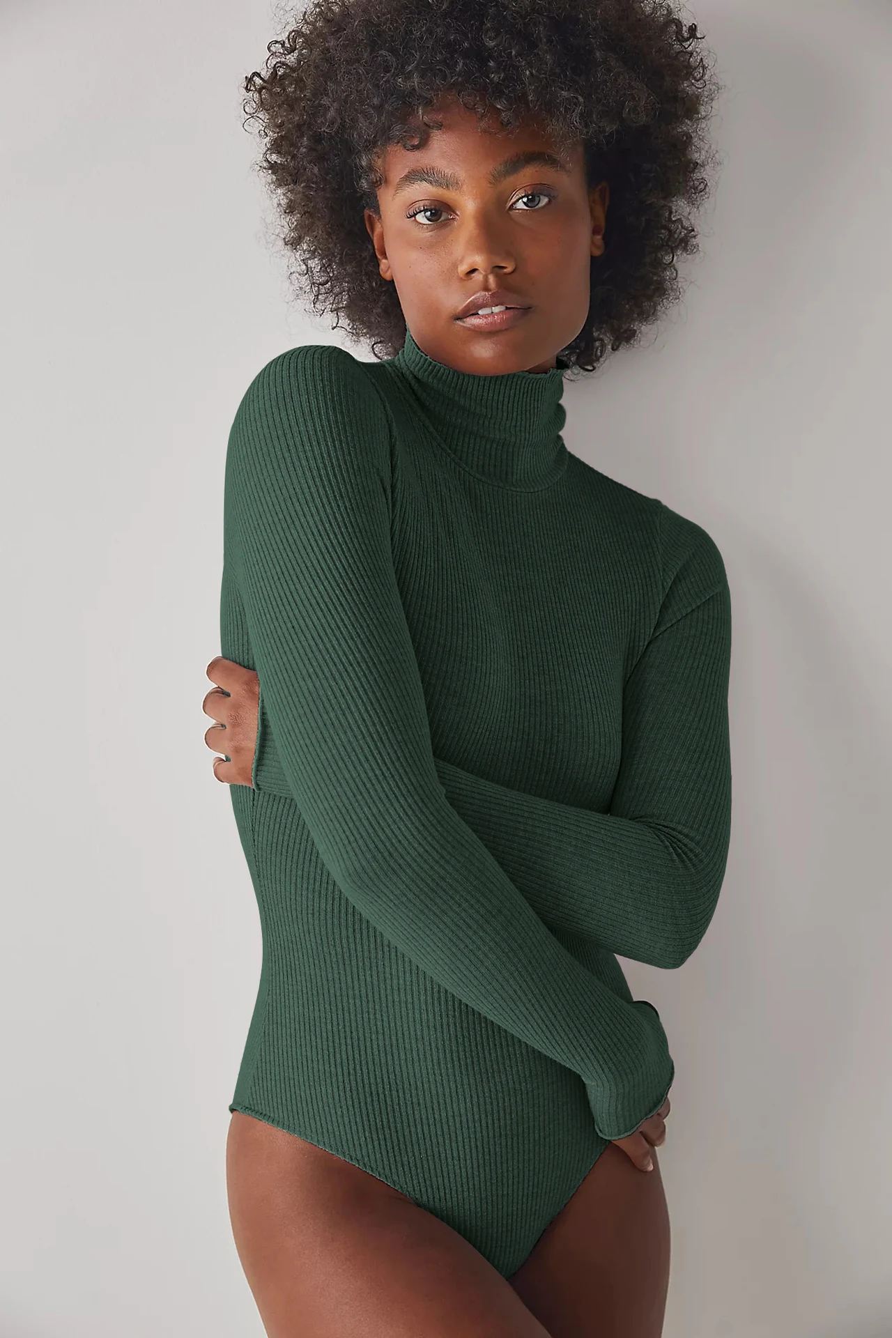 Title 4, Fashion Ladies Bodysuit Solid Color Turtleneck ...