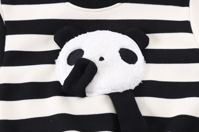 Fleecegevoerde cartoon gestreepte ronde hals sweater set, schattig en warm voor kinderen. Comfortabel en perfect voor de winter. — foto 10