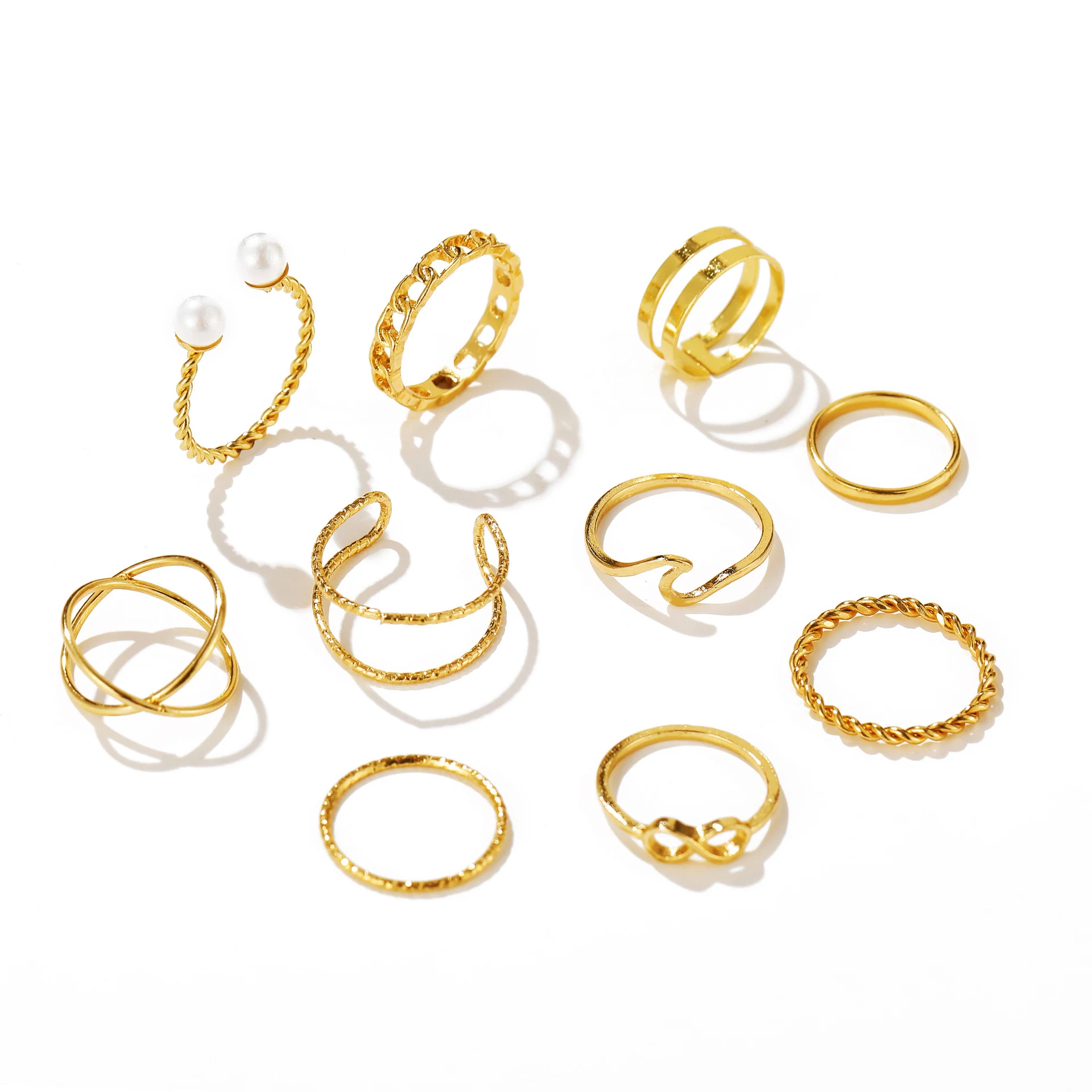 Conjunto de 10 Anéis Ins Cold Wind Alloy — foto 5