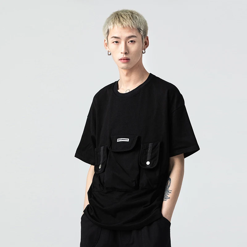 Industrial Function Short Sleeve Men's Trendy Couple Round Neck Tee, Comfortable and Stylish for Everyday Wear — photo 4
