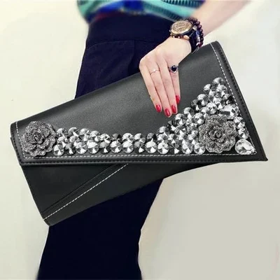 Bolsa pequena clutch transversal com strass Envelope para mulheres Sofisticada e charmosa para festas e eventos — foto 5