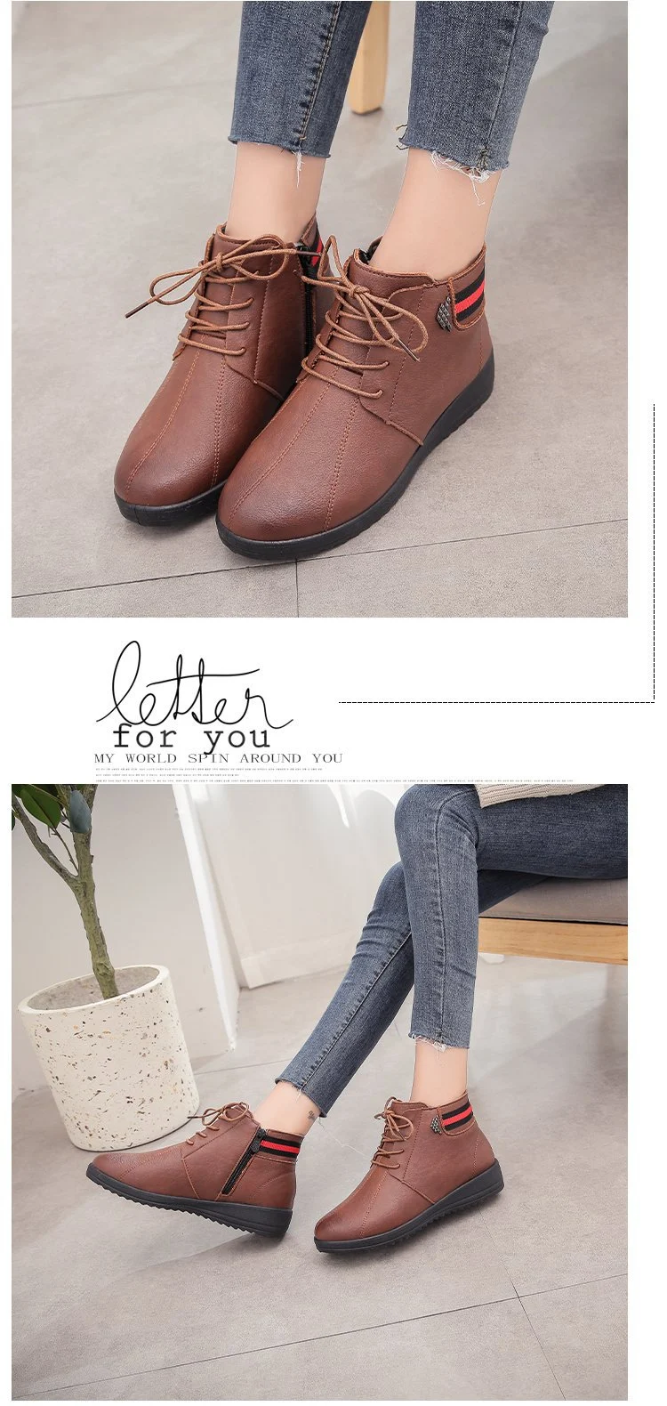 Title 10, Botas de moda de algodão, com salto médio de PU...