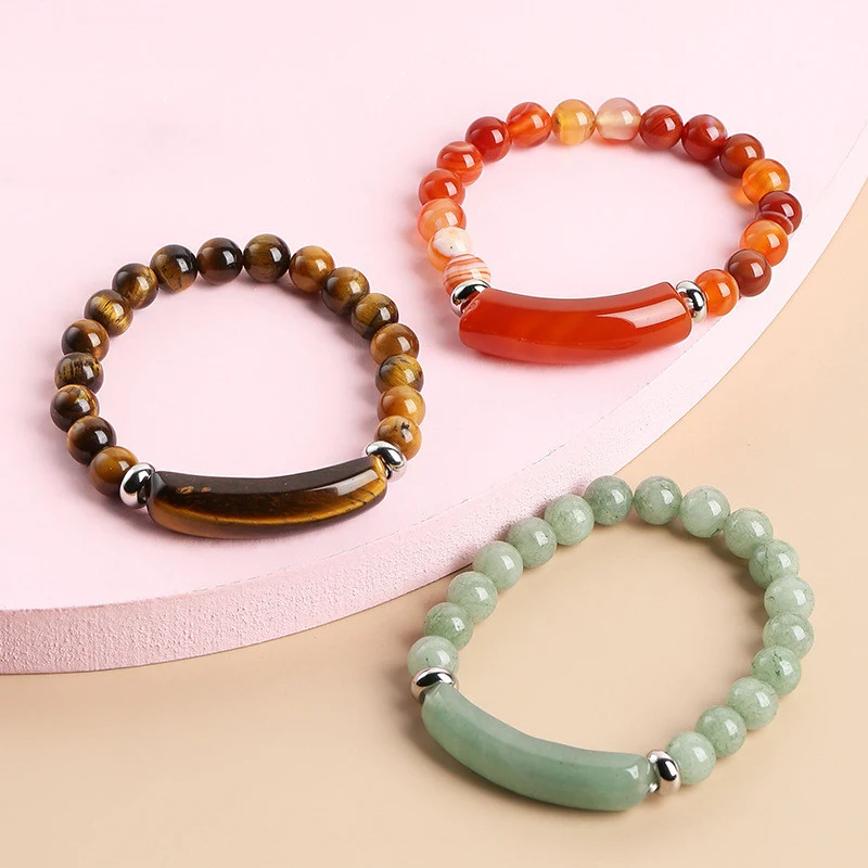 Pulseira feminina de pedras naturais simples, design elegante e natural. Acessório perfeito para realçar sua beleza com sofisticação e leveza no dia a dia. — foto 24