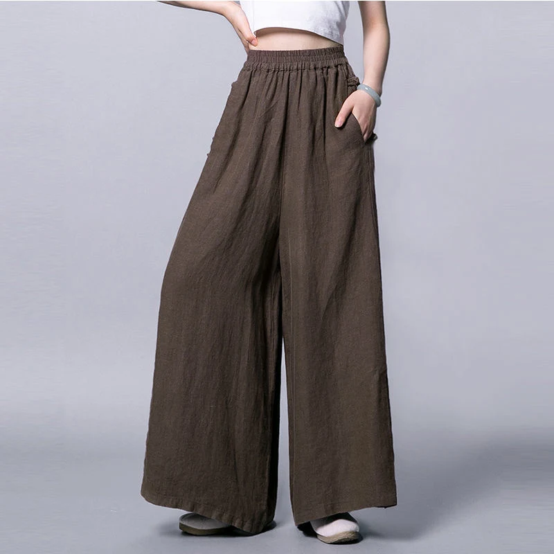 Women's Cotton and Linen Thin Wide-leg Pants for summer. Comfortable, breathable, and stylish. Perfect for everyday wear — photo 3