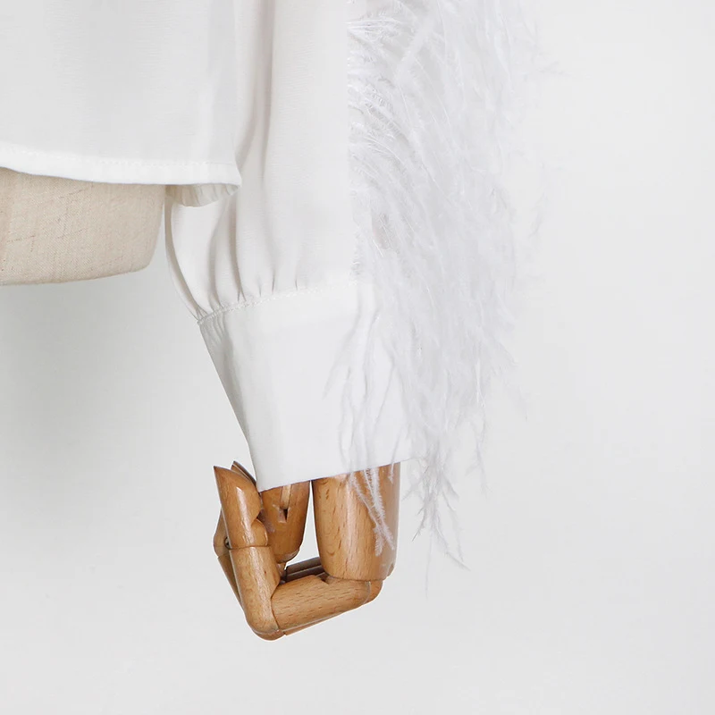 Title 11, Lapel Long Sleeve Ostrich Hair Panel Shirt