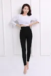 Cotton slim fit thick high waist pants for a flattering silhouette and all-day comfort. Enhance your shape with these st — photo 8