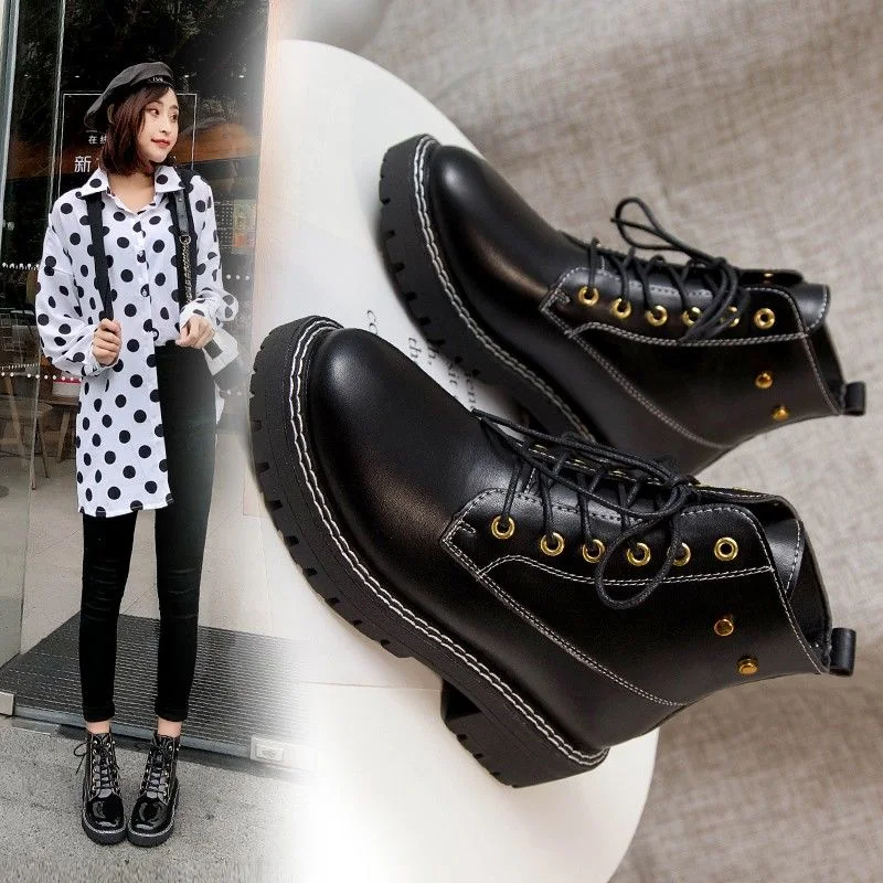 British Style Handsome Net Red Skinny Martin Boots for a stylish look. These boots offer a modern fit and a bold design, — photo 4