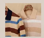 Camisa Retro Casual com Gola Vazada e Manga Curta. Conforto e estilo vintage para o seu dia a dia. Perfeita para um visual despojado e fresco. — foto 2