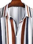 Men's striped casual shirt with digital printing offers effortless style and comfort. A versatile choice for a relaxed a — photo 5