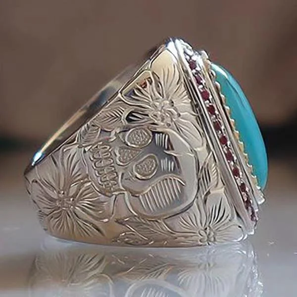 Anel masculino cinza jade vintage retrô, estilo clássico e elegante. Joia para homens com design atemporal, perfeita para qualquer ocasião. — foto 1
