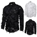 Camisa masculina de manga longa com penas tridimensionais, para um visual sofisticado e moderno. Conforto e estilo únicos para você se destacar. — foto 3