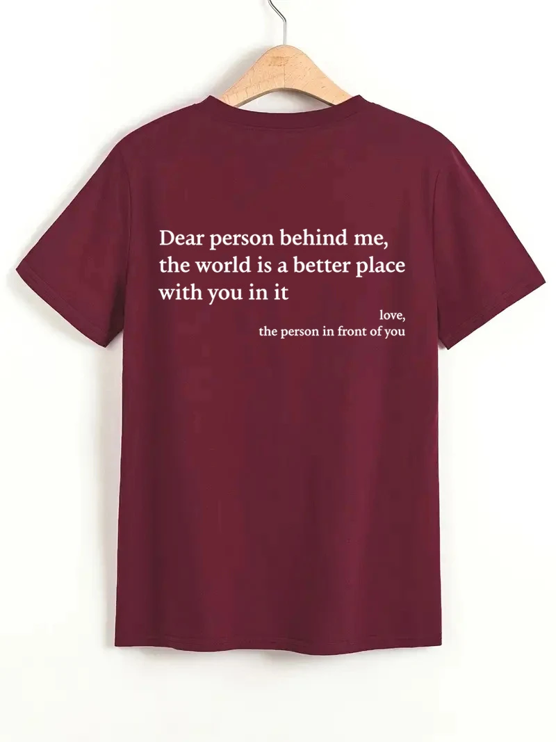 Nieuwe mode dames letter T-shirt met ronde hals en korte mouwen slogan tee-top — foto 7
