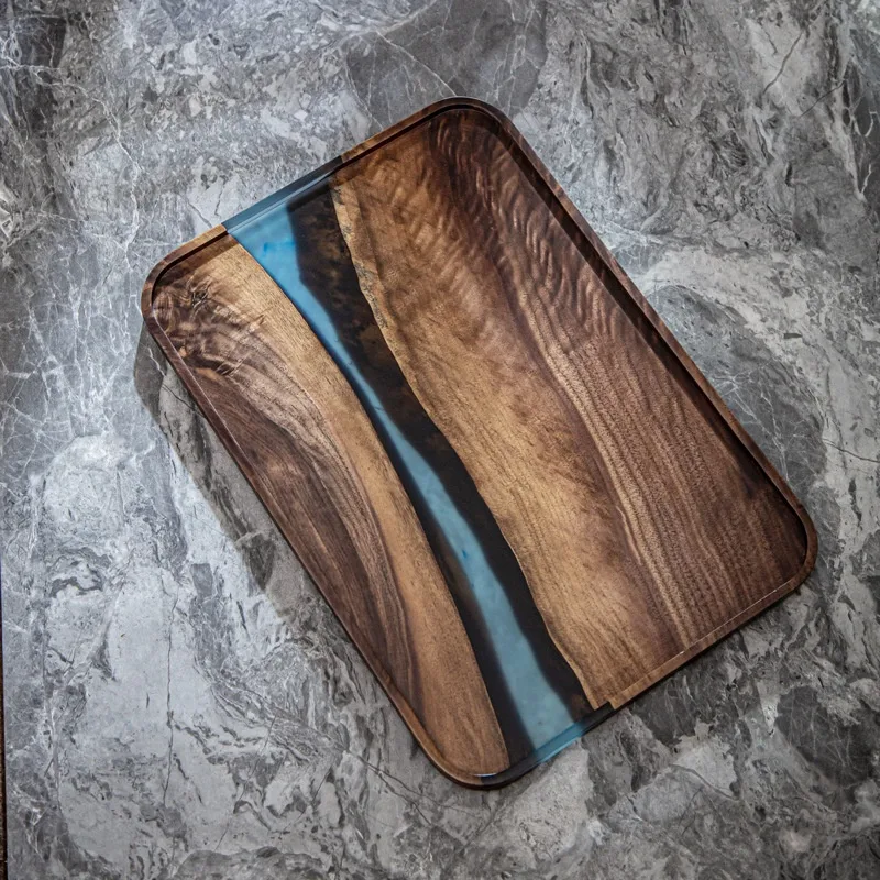 Black Walnut Resin Rectangular Household Fruit Tray Solid Wood Small Tea Table. Durable and stylish design perfect for s — photo 7