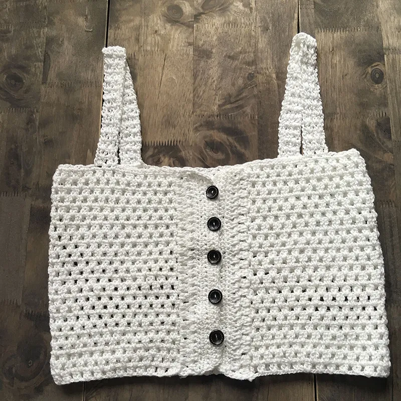 Sexy Beach Hollow Wrapped Chest Handmade Cotton Woven Sunscreen Bikini Top. Stay stylish and protected with this perfect — photo 9