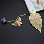 Marcador de livro pena metálica estilo chinês, folha veia borboleta, artesanato criativo, leitura elegante e um presente ideal. — foto 4