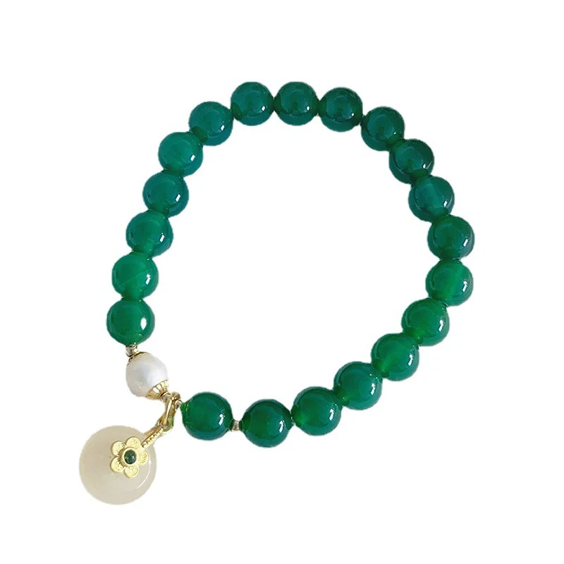Bracciale in agata verde stile antico da donna Elegante gioiello Perline in pietra naturale Accessorio femminile. Regalo perfetto. — foto 2