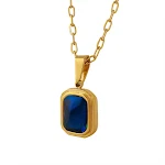 Colar com pingente de cristal azul incrustado em ouro real 18K, aço titânio banhado, para um brilho duradouro e elegância refinada. — foto 3
