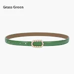 Cinto de moda preto em couro genuíno, fino e decorativo, para ternos, saias, jeans. Acessório elegante e durável para diversas ocasiões. — foto 22