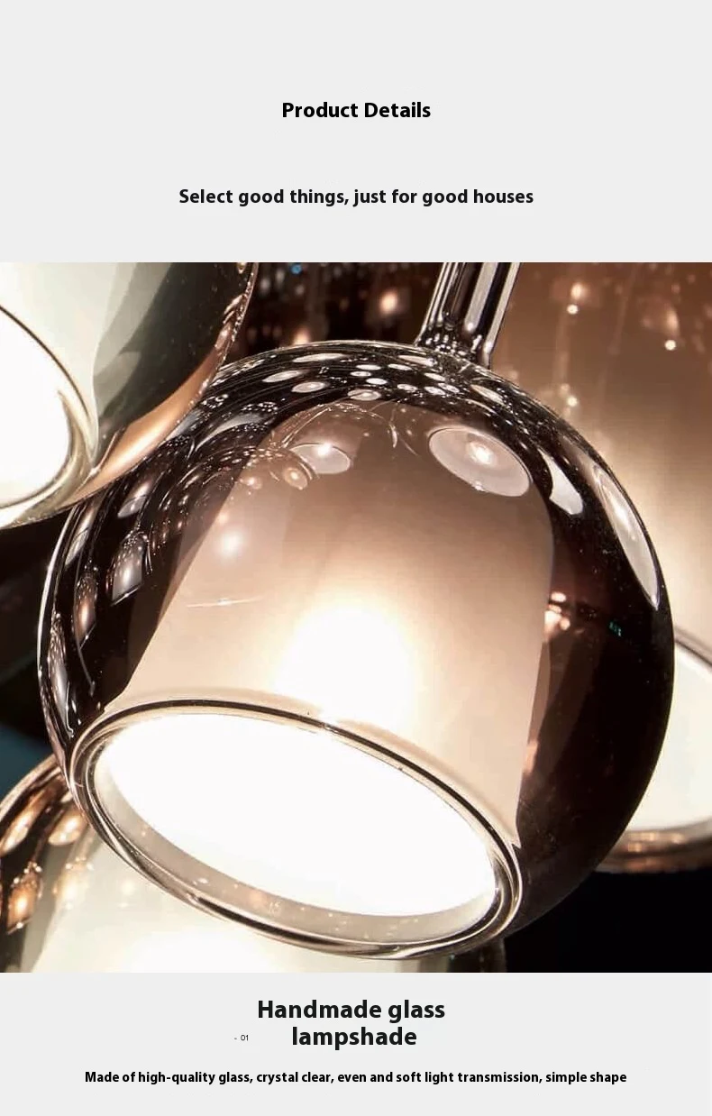 Title 4, Nordic Restaurant Glass Chandelier Simple Elega...