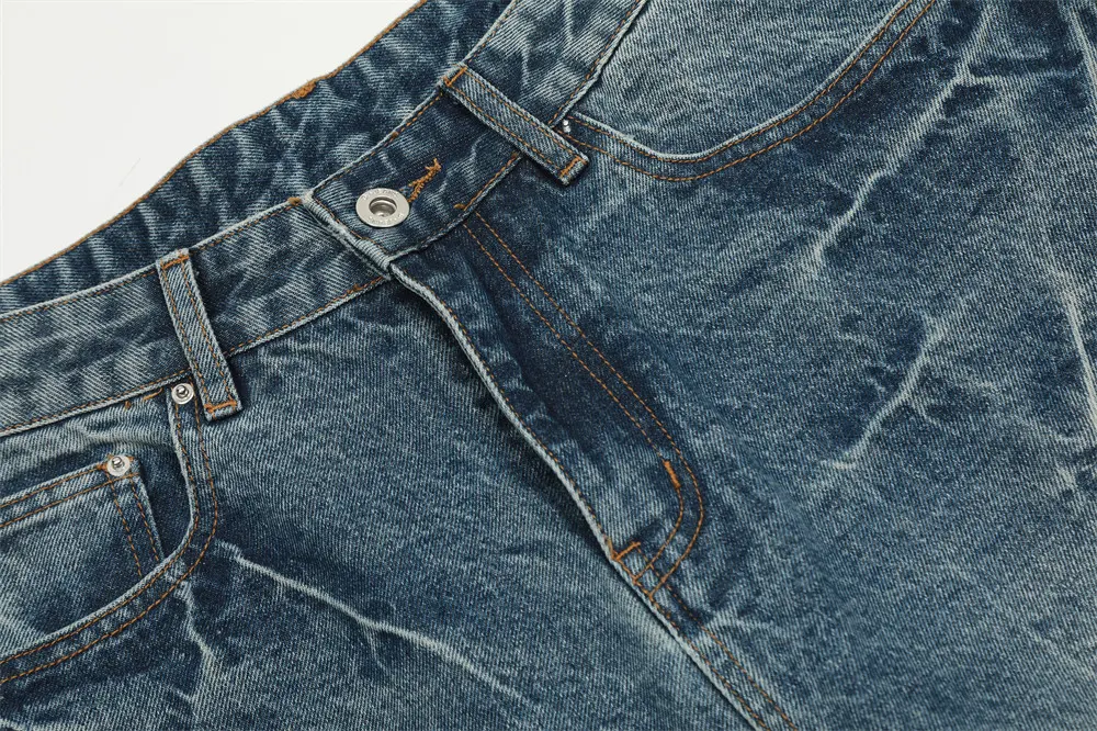 Title 9, Pantaloni punk da uomo in denim bianco brillant...
