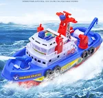 Barco de Bombeiros Marítimo Elétrico para Meninos 3-6 Anos Modelo de Lancha de Simulação Brinquedo Seguro e Divertido na Água — foto 8