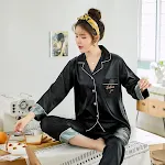 Pigiama di coppia in seta di ghiaccio primavera estate manica lunga stampato. Fresco, confortevole, elegante per notti serene e romantiche. Perfetto per due. — foto 7
