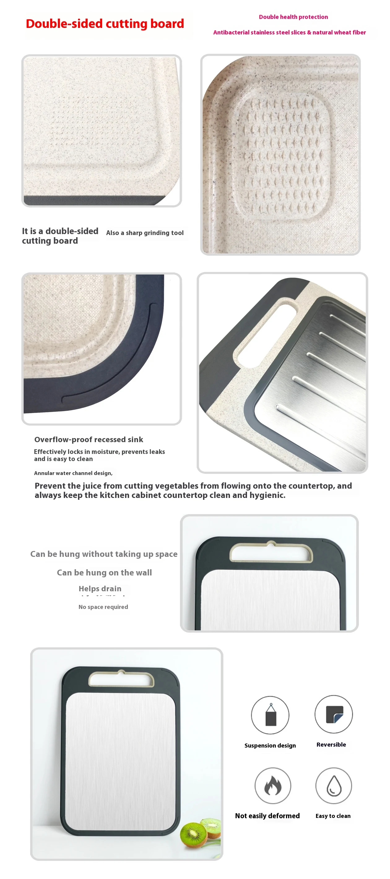 Title 5, 304 Stainless Steel Double-sided Cutting Board....