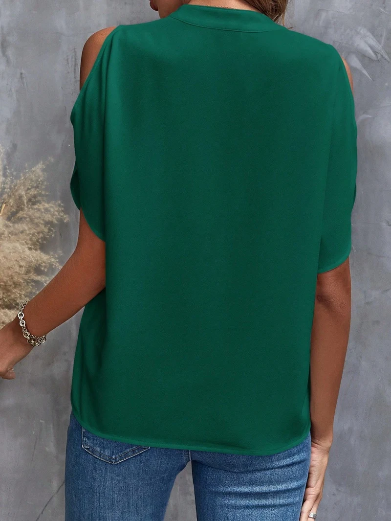 V-neck Graceful And Fashionable Off-the-shoulder Sleeves Women's Top. Perfect for a stylish and elegant look, comfortabl — photo 11