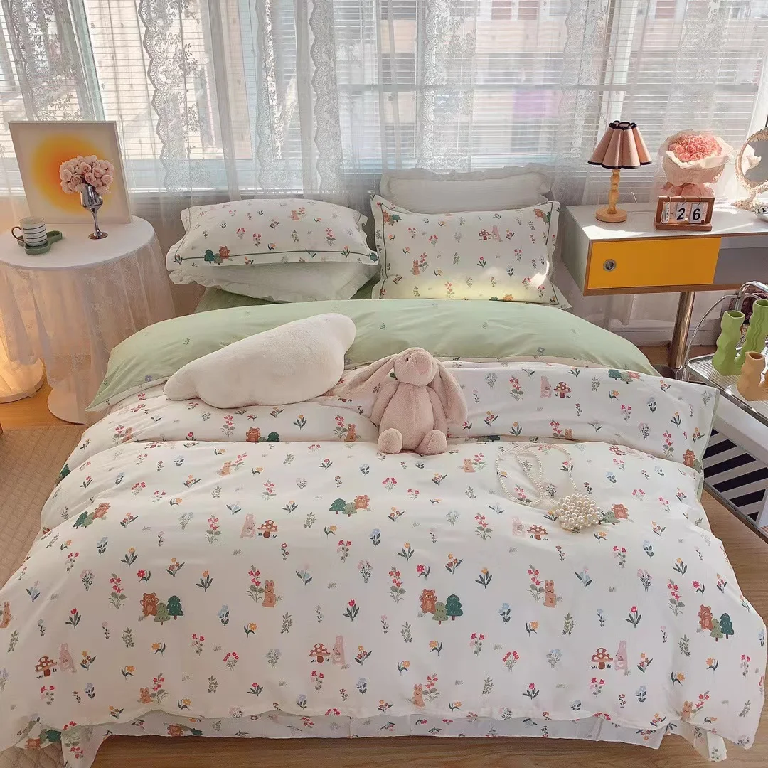 Home Fashion Simple Printing Cotton Bed Four-piece Set, offering comfort and style for your bedroom, soft, breathable, a — photo 24