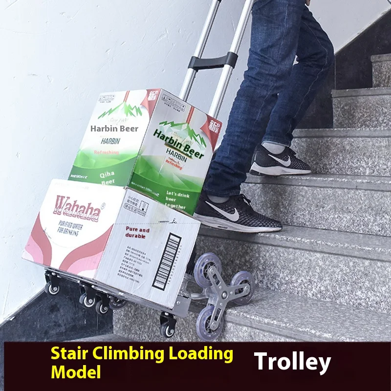 Folding household stair climbing small trailer trolley, perfect for easily transporting small loads and navigating stair — photo 3