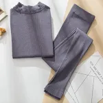 Intimo termico da donna in pizzo con collo medio in acrilico Calore ed eleganza per l'inverno Intimo base comodo e versatile — foto 4