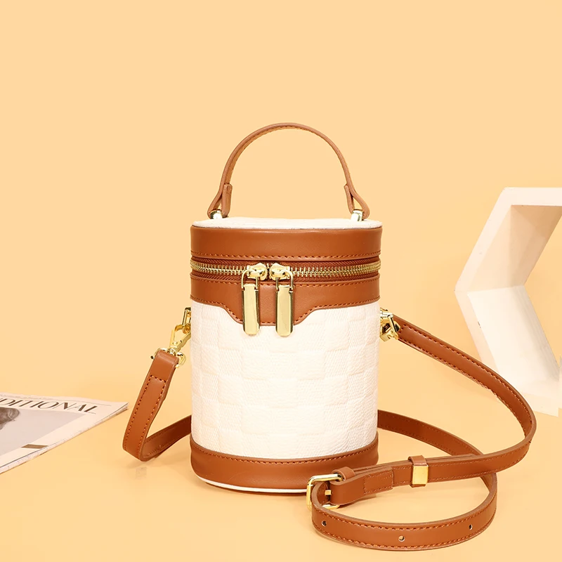 Title 15, Leather Niche Cylinder Bag Fashion Womens Mess...