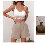 Katoen en linnen losse broek dames casual elastische taille wijde pijpen shorts comfortabel en ademend voor de zomer. — foto 8
