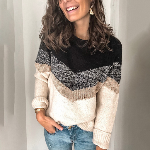 Title 6, Suéter patchwork com gola redonda e manga raglan
