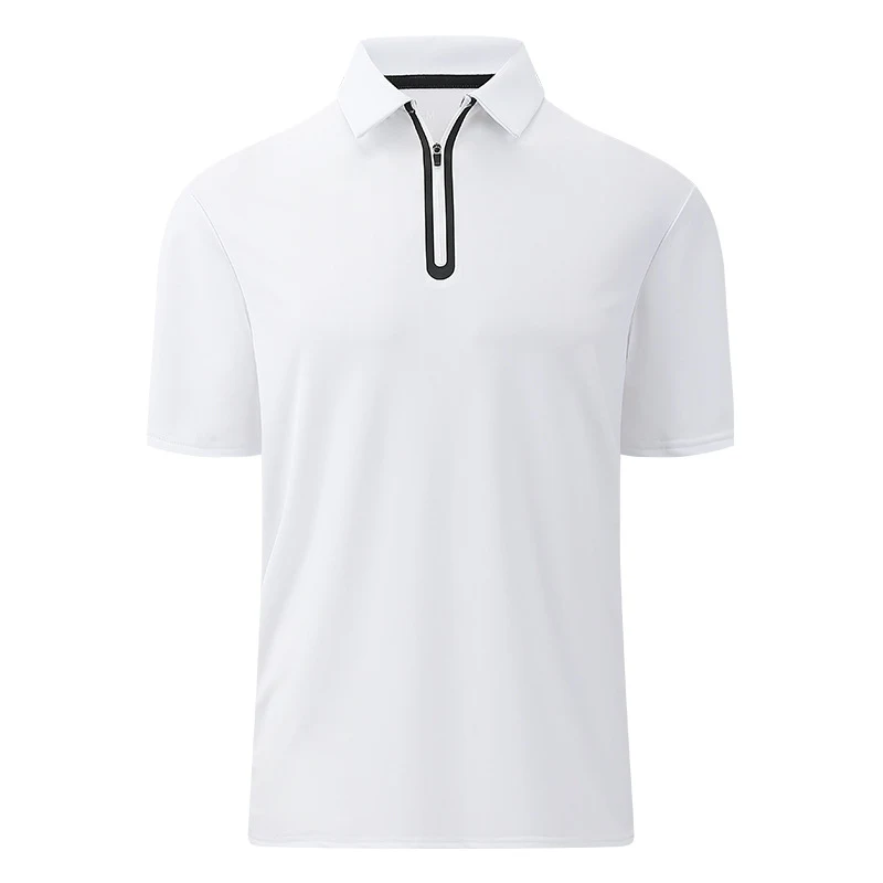 Men's Polo Shirt Short Sleeved Zipper Golf Sports Breathable Quick Dry Comfort Performance Athletic Fit — photo 1
