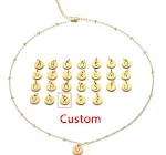 Colar feminino de corrente de bolinhas de aço inoxidável com 26 letras inglesas simples, um acessório charmoso e personalizável. — foto 7