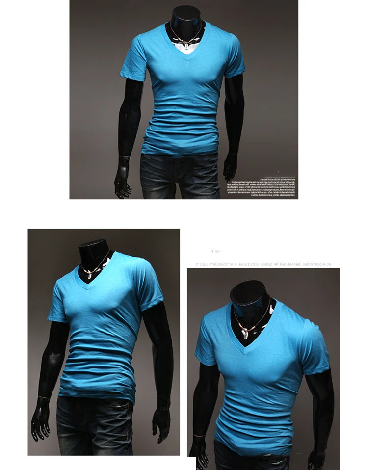 Zomer heren V-hals slim fit T-shirt met korte mouwen – Stijlvol en comfortabel voor warme dagen — foto 11