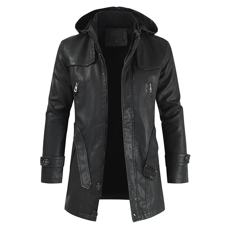 New Plus Size Men's Mid-length Leather Coat. Experience superior comfort and style with this versatile and durable leath — photo 1