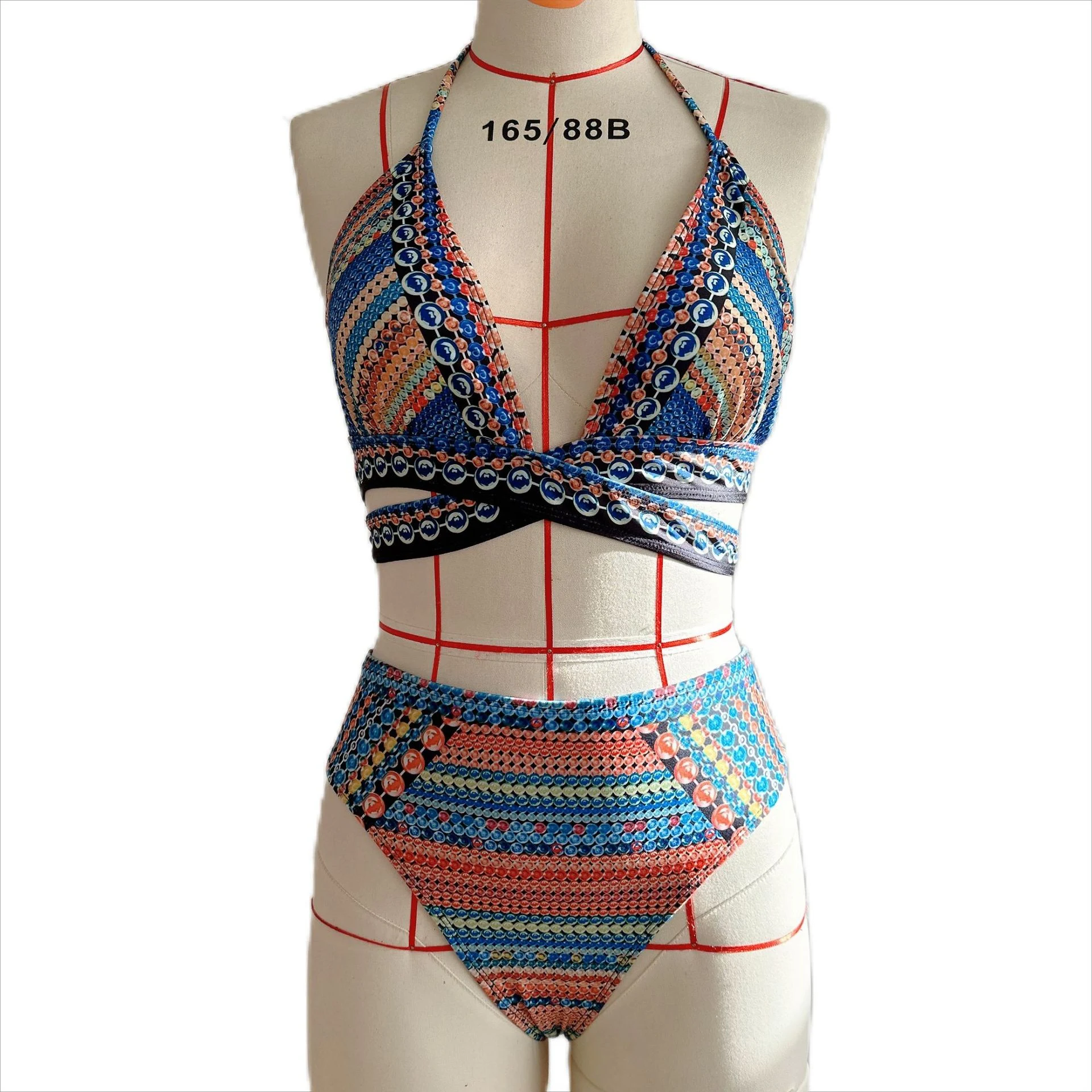 Cross Bandage Bikini Swimsuit, High Waist, Veils, Split Three-piece Suit perfect for a flattering and elegant beach look — photo 17