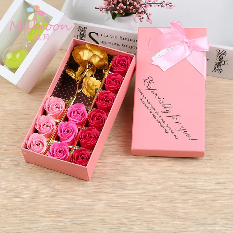 Valentine's Day Rose Gift Box 24k Gold Foil Rose Soap Flower Romantic Gift for Her Beautiful and Memorable Present — photo 6