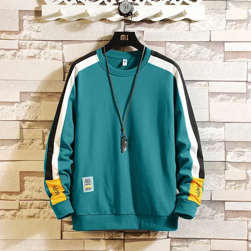 Title 2, Mens color contrast stripe stitching sweater men