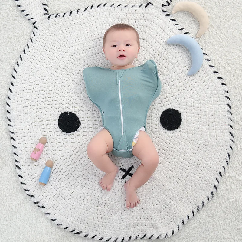 Saco de dormir anti-susto de fibra de bambu para bebês recém-nascidos, macacão com proteção contra vazamento nas pernas, estilo ninho — foto 11